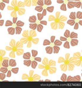 Abstract floral seamless pattern in simple style. Chamomile flower endless background. Summer for fabric, textile print, wrapping, cover. Vector illustration. Abstract floral seamless pattern in simple style. Chamomile flower endless background.