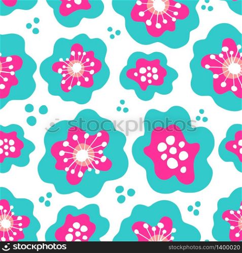 Abstract floral seamless pattern. Red and blue flowerson white background. Can be uset for textile, wallpapers, prints and web design. Vector illustration. Poppy seamless pattern. Red poppies on white background. Can be uset for textile, wallpapers, prints and web design. Vector illustration