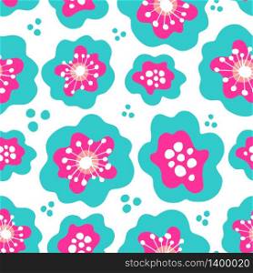 Abstract floral seamless pattern. Red and blue flowerson white background. Can be uset for textile, wallpapers, prints and web design. Vector illustration. Poppy seamless pattern. Red poppies on white background. Can be uset for textile, wallpapers, prints and web design. Vector illustration