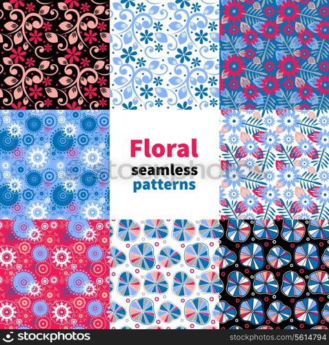 Abstract floral seamless pattern set