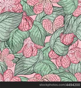Abstract Floral Seamless Pattern With Flowers And Leaves