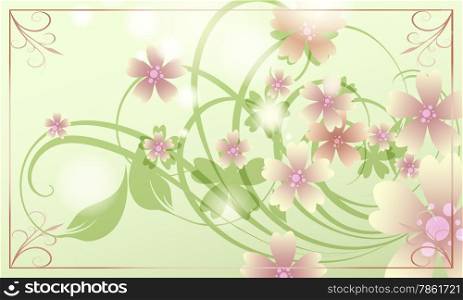 Abstract floral spring background with flower swirls.