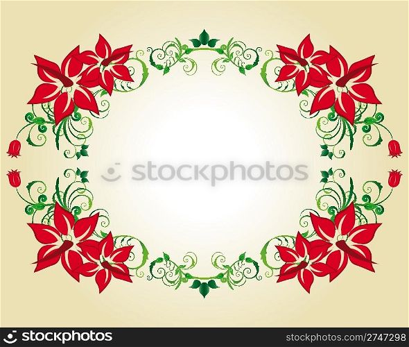 Abstract floral vector frame backgrounds in Victorian style