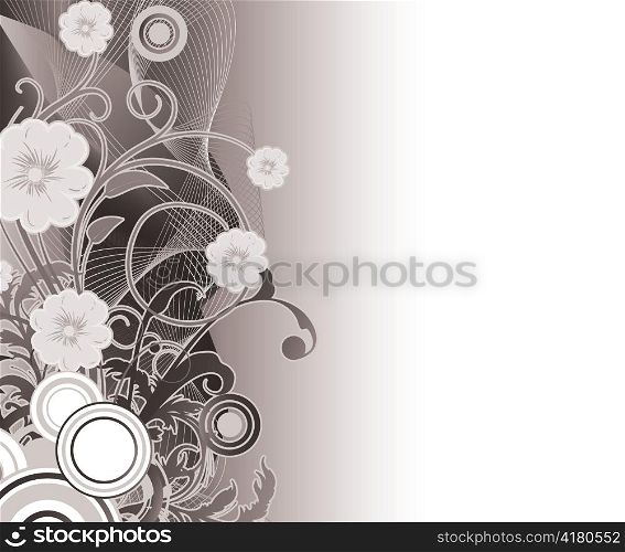 abstract floral wallpaper with wave vector illustration