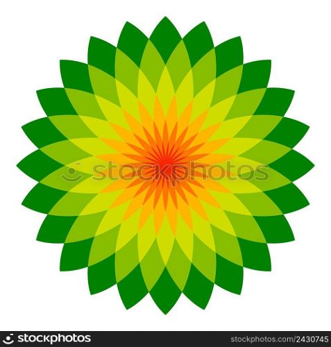 abstract flower, a lot of leafs, a logo vector ecologically clean products, eco shop, a symbol of virgin nature and beauty, the emblem of nature protection
