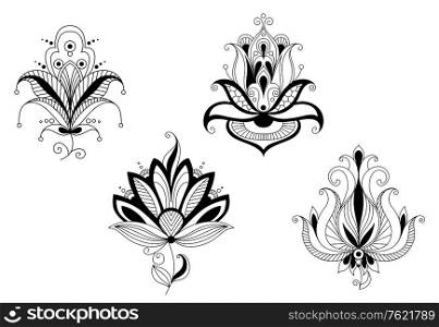 Abstract flower blossoms and petals set for design