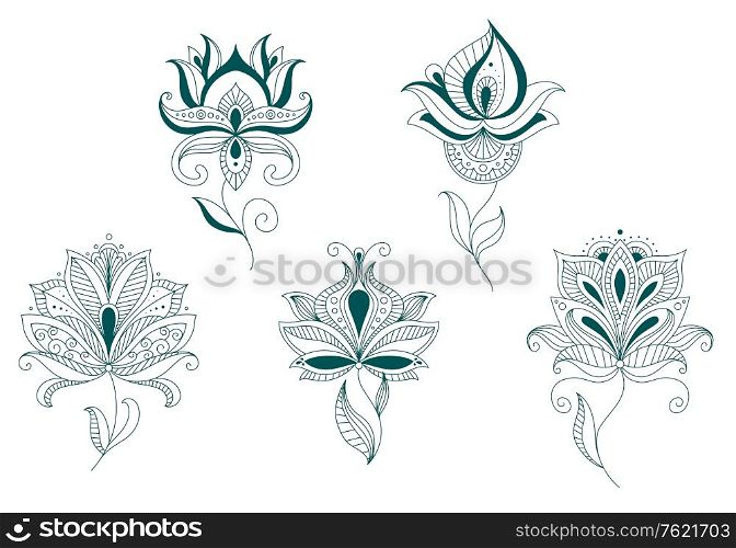Abstract flower blossoms set isolated on white for design and decorate