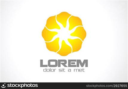 Abstract Flower design logo template. Infinite shape. Creative octo star icon. Sun concept. Vector.