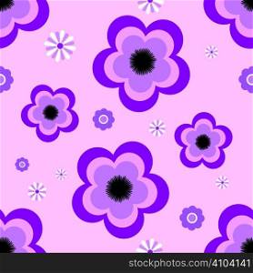 Abstract flower design using an illustrated pansy on a purple background