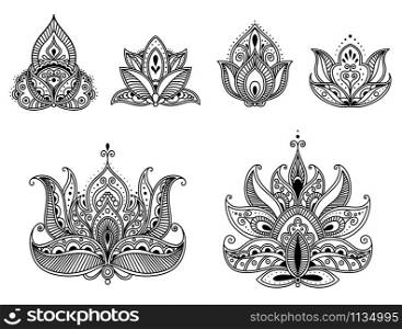 Abstract flower elements in retro style isolated on white background for design. Abstract flower elements in retro style