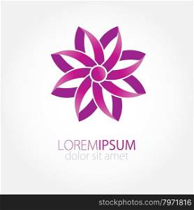 Abstract flower from violet paper ribbons. . Abstract flower from violet paper ribbons. Vector logo sign for beauty business
