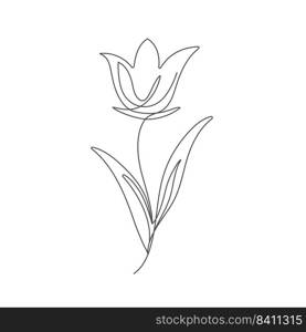 Abstract flower in the style of a continuous line. Sketch of a black line on a white background. Flat style