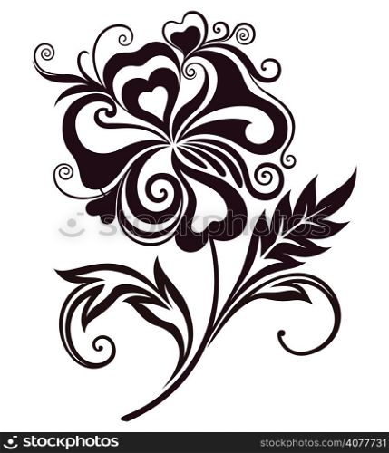 Abstract flower line-art element for design. Vector illustration.