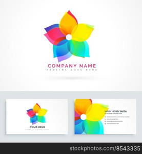 abstract flower logo with clean business card