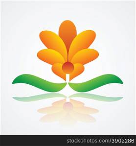 abstract flower orange green design vector illustration