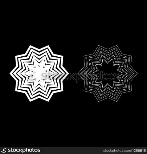Abstract flower pattern icon outline set white color vector illustration flat style simple image. Abstract flower pattern icon outline set white color vector illustration flat style image