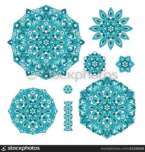 Abstract Flower Patterns. Decorative ethnic elements for design.. Abstract Flower Patterns. Decorative ethnic elements for design. Vector illustration.