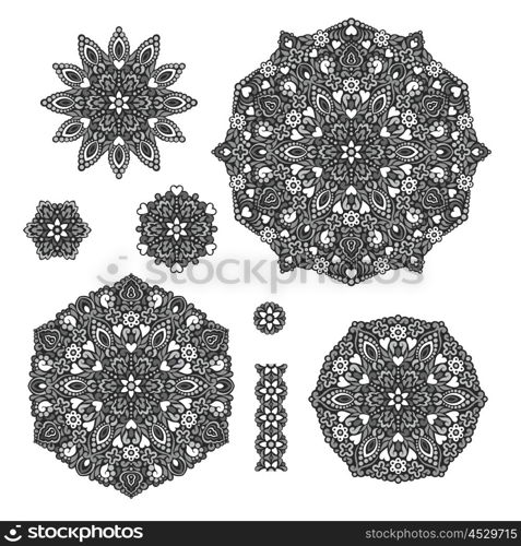 Abstract Flower Patterns. Decorative ethnic elements for design.. Abstract Flower Patterns. Decorative ethnic elements for design. Vector illustration.