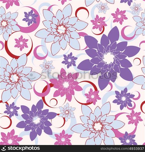 Abstract flower seamless background, vector illustration.