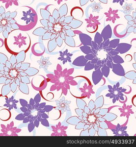 Abstract flower seamless background, vector illustration.