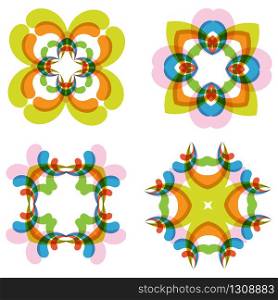 Abstract flower set for creative design. Multicolor abstract flower se