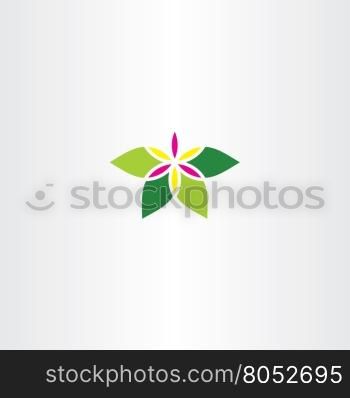 abstract flower with leaves icon vector