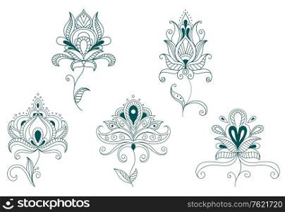 Abstract flowers and blossoms set isolated on white background