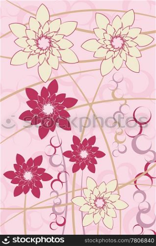 Abstract flowers on grunge background vector illustration.