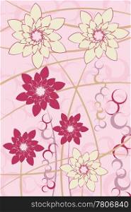 Abstract flowers on grunge background vector illustration.
