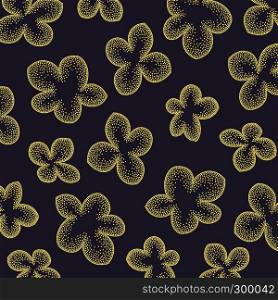 Abstract flowers pattern. Design in trendy stippling style. Vector template. Abstract flowers pattern