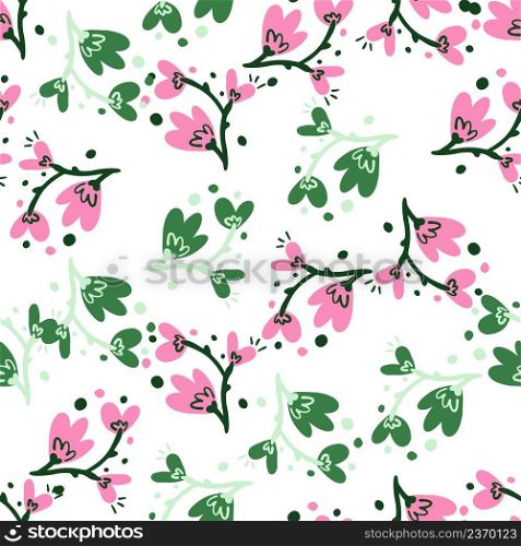 Abstract flowers seamless pattern. Creative floral endless wallpaper. Cute backdrop. Design for fabric , textile print, wrapping, cover. Vector illustration. Abstract flowers seamless pattern.