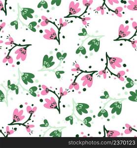 Abstract flowers seamless pattern. Creative floral endless wallpaper. Cute backdrop. Design for fabric , textile print, wrapping, cover. Vector illustration. Abstract flowers seamless pattern.