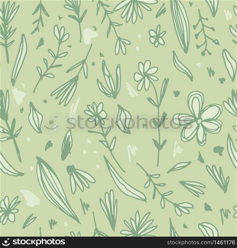 Abstract flowers seamless pattern in sketch style. Scribble floral endless wallpaper. Floral backdrop. Design for fabric, textile print, wrapping paper, cover. Vector illustration. Abstract flowers seamless pattern in sketch style. Scribble floral endless wallpaper. Floral backdrop
