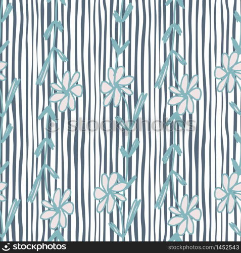 Abstract flowers seamless pattern on stripes background. Vintage floral wallpaper. Design for fabric, textile print, wrapping, kitchen textile. Simple vector illustration. Abstract flowers seamless pattern on stripes background. Vintage floral wallpaper.