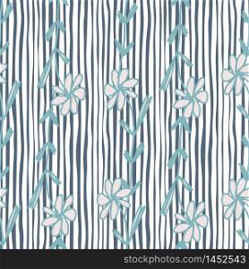 Abstract flowers seamless pattern on stripes background. Vintage floral wallpaper. Design for fabric, textile print, wrapping, kitchen textile. Simple vector illustration. Abstract flowers seamless pattern on stripes background. Vintage floral wallpaper.