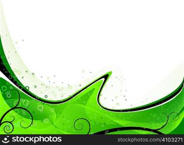 Abstract flowing design in green leaving room for your own text
