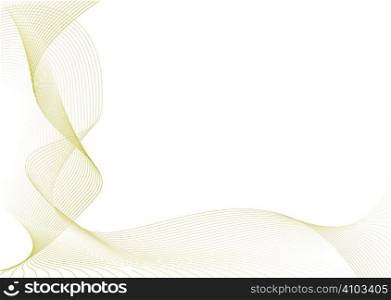Abstract flowing golden lines with white copy space