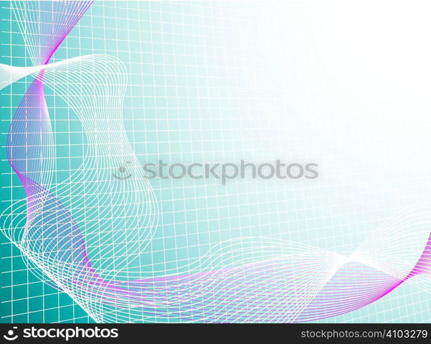 Abstract flowing illustration design placed over a white grid