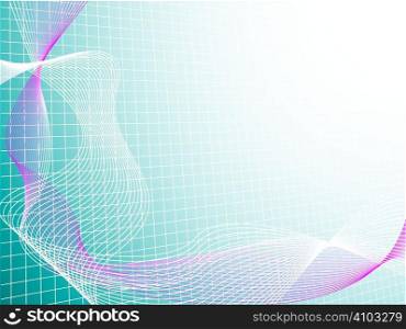 Abstract flowing illustration design placed over a white grid