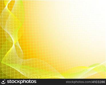 Abstract flowing illustration design placed over a white grid