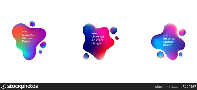 Abstract flowing liquid shapes collection. Wavy forms, fluid elements, gradient lines and colors. Trendy futuristic design for presentation slides, magazine, labels