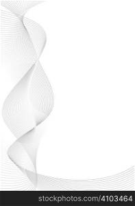 Abstract flowing silver lines with white copy space