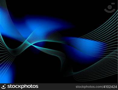 Abstract fluid background with a flowing design in blue and black