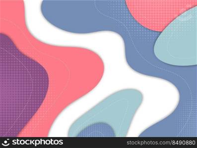 Abstract fluid doodle colors template design decorative style. Overlapping artwork style with dots halftone background. Vector