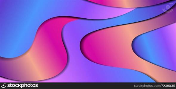 Abstract fluid gradient dynamic shape with shadow vibrant color liquid wave element minimal design background. Banner design. Vector illustration