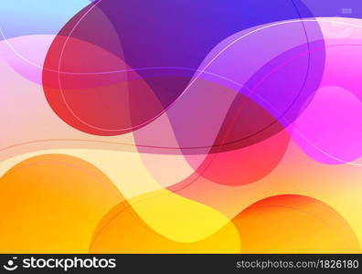 Abstract fluid gradient shape vibrant color with wave lines background. Vector illustration