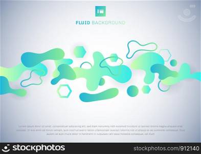 Abstract fluid green and blue gradient on white background. Vector illustration