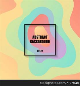 Abstract fluid pattern pastels color background with black frame. Minimal and gradient poster. Vector illustration