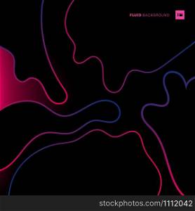 Abstract fluid shapes blue and pink gradient color on black background. Vector illustration