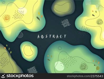 Abstract fluid shapes pattern design of organic green decorative. Summer style of minimal artwork background. Illustration vector